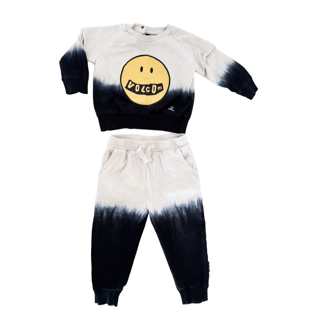 Volcom Kids Black and White Ombre Sweatshirt & Sweatpants 18M boys toddlers